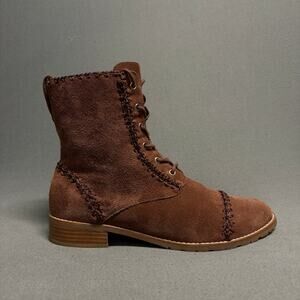 Jack Rogers Women's Gemma Lace Up Brown Suede Brogue Combat Boots 9.5M